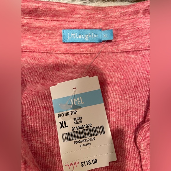 New J McLaughlin Brynn Linen Berry Red Button-Up Shirt XL - Picture 5 of 11